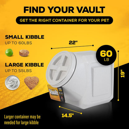 Vittles Vault Traditional Pet Food Storage Container For Dog Kibbles/Bird Seed/Oatmeal/Rice/Flour/Cereal, BPA Free Plastic, Sealed Airtight For Cat Food, Up To 50 lb, Made in USA, With Scoop, Gray