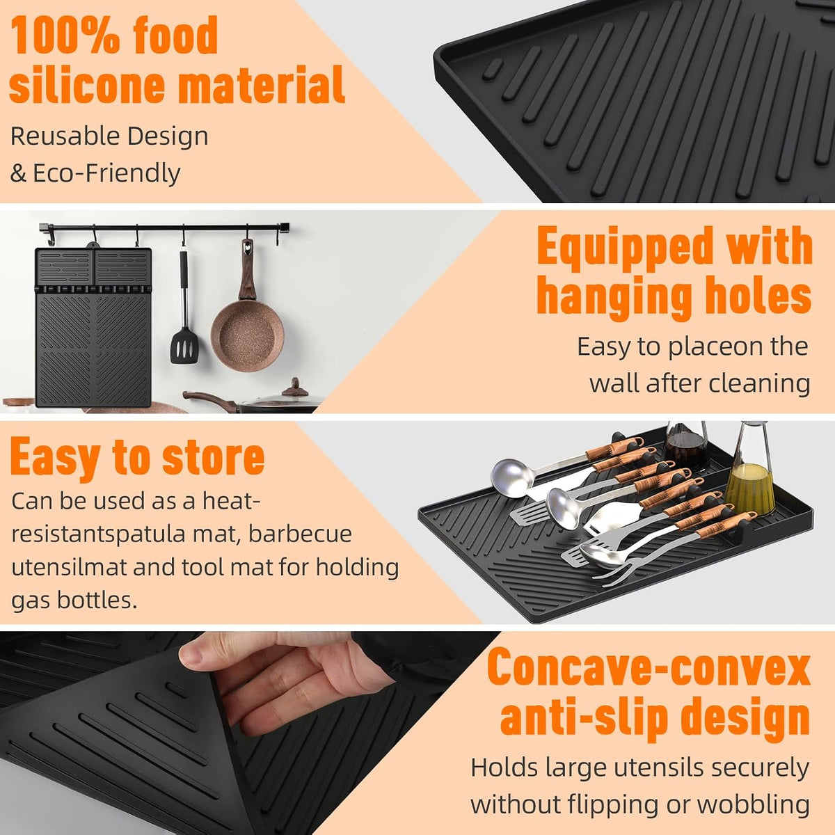 Silicone Grill Mat Compatible with Blackstone, BBQ Griddle Tool