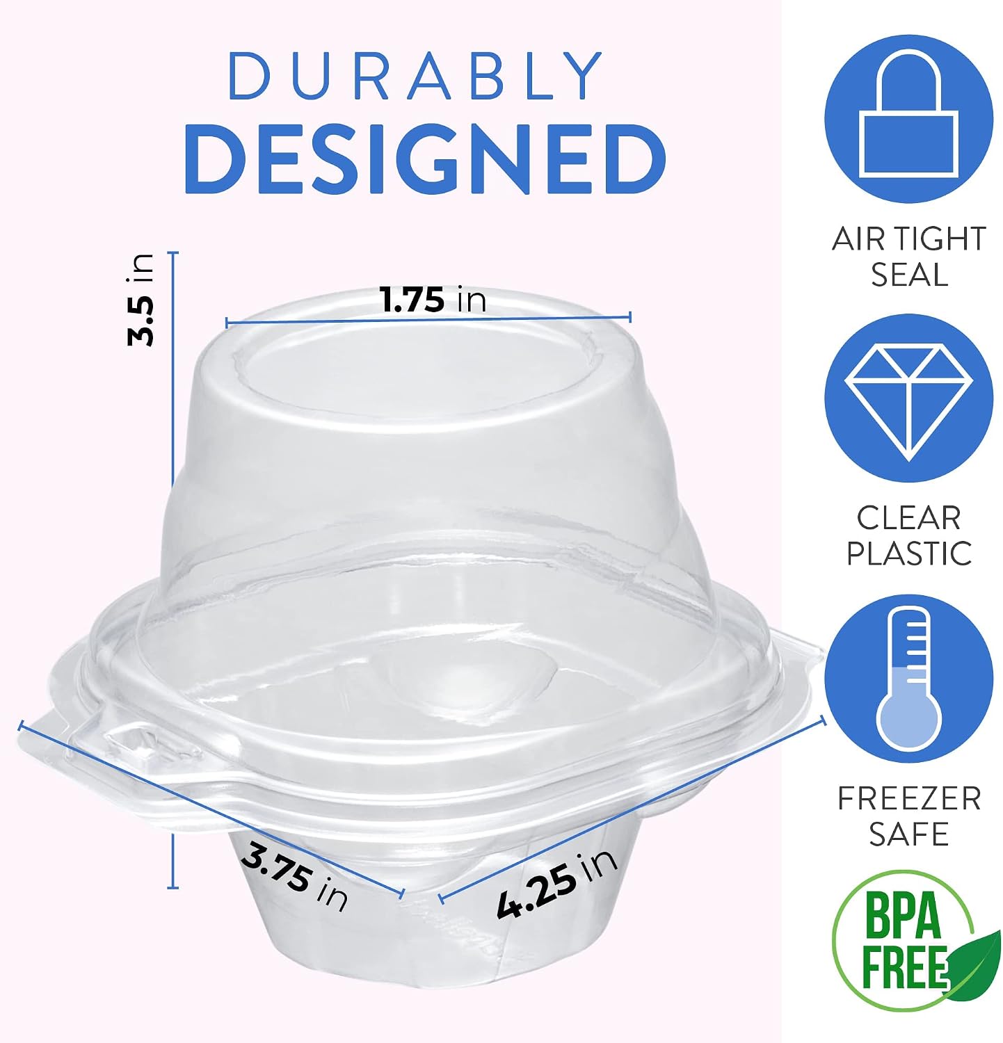 Plastic Cupcake Containers Boxes | 12 Compartment – 8 Pack | Disposable High Dome Dozen Cupcake Holder With Lid Bulk | Extra Sturdy Stackable Cupcake Boxes | Durable Muffin Packaging Transporter To Go