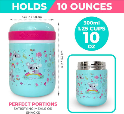 Bento Box with Stainless Steel Thermo, Insulated Lunch Bag, Ice Pack Set for Kids - 5 Compartments, Lunches or Snack Container for Girls, Toddlers Daycare Pre-School, Kindergarten Purple Unicorn