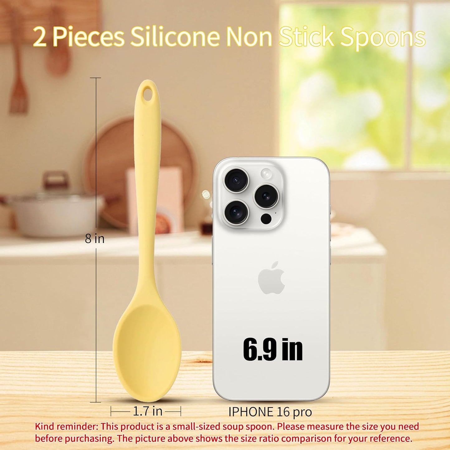 Silicone Spoons Set of 5,Mixing Spoons for cooking,Heat Resistant Spoons, Mixing Spoons for Kitchen Cooking Baking Stirring Mixing Tools (2pcs Large & 3pcs small)