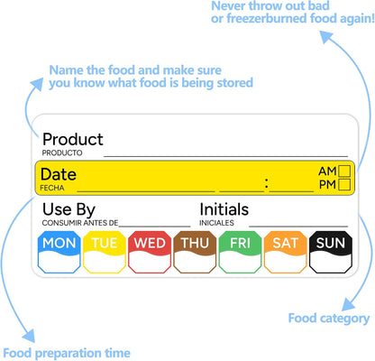 500 Pcs 1 inch X 2 inch Restaurant Quality Shelf Life Food Rotation Labels, Self-Adhesive Removable for Reusable Containers, Food Safety Date Sticker, Leftover Labels (1 * 2in-500pc-Yellow6)
