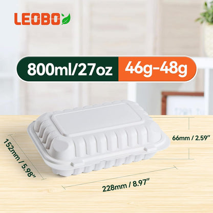 Takeout Container Mineral Filled PP Plastic - 7.8 Inch 30oz 65 Pack BPA Free 3 Compartments Shrink Wrap Bento Box | Freezer & Microwave Safe for Picnic | Black Reusable & Disposable Containers