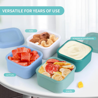 Finorder 6 Pack 3.5 oz Silicone Food Storage Containers Leak Proof Food Snack Storage Cubes,Reusable Small Containers with Lids Freezer Dishwasher Safe Lunch Box for Picnic, Gym, Work