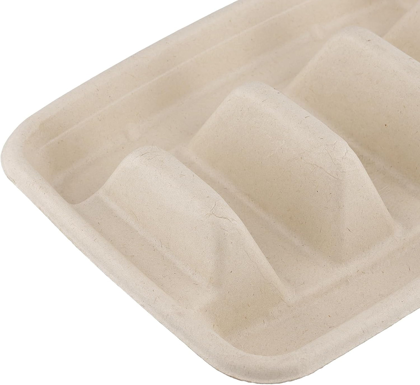 FUNSUEI 100 Pack Disposable Taco Holders with 3 Dividers, Compostable Paper Taco Plates, Party Serving Set for Taco Night, Tuesday Decorations