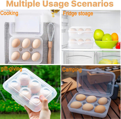 1PCS Camping Egg Holder with 6 Count Plastic Egg Container for Camping, Picnic, Travel, Outdoor Cooking, Refrigerator Storage and Kitchen
