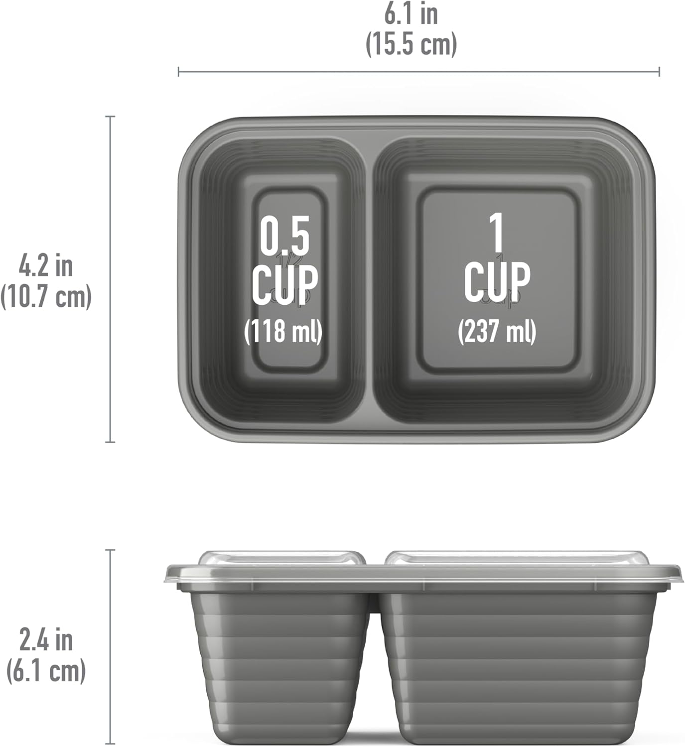Bentgo Prep - 2-Compartment Snack Containers with Lids - Reusable, Microwaveable, Durable, PFAS & BPA-Free, Freezer, & Dishwasher-Safe Meal Prep Food Storage - 10 Trays & 10 Lids (Basil Glitter)