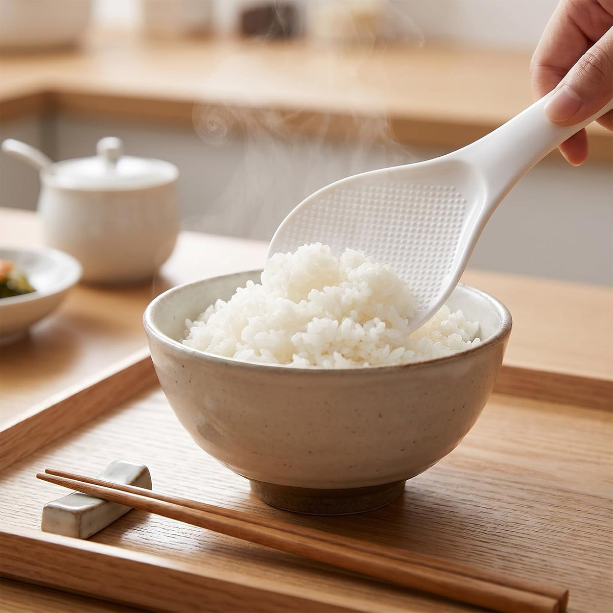 2 Pcs Plastic Rice Paddle, Non Stick Standing Rice Serving Spoon Scooper
