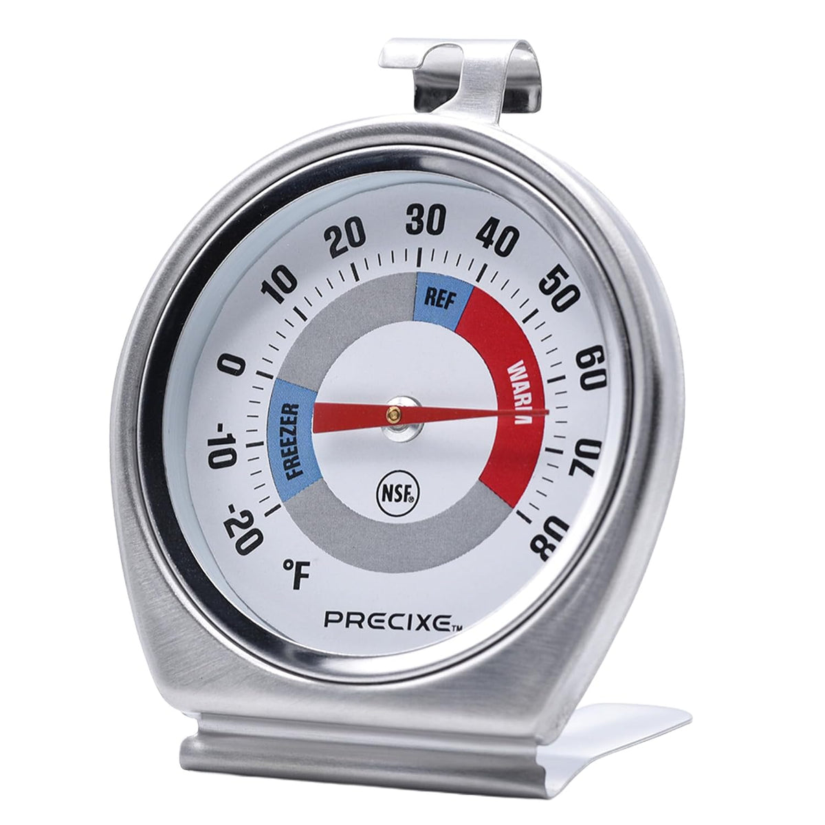 2.5 Inch Stainless Steel Fridge and Freezer Thermometer 2-Pack | NSF Certified | Hanging or Standing for Food Safety