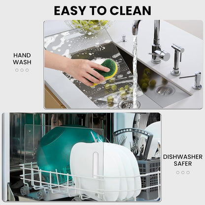 Tempered Glass Cutting Boards for Kitchen, Set of 2 Gold Glass Chopping Boards, 16"x12" & 12"x8" Cutting Boards With NonSlip Feet, Scratch Resistant, Heat Resistant, Easy to Clean