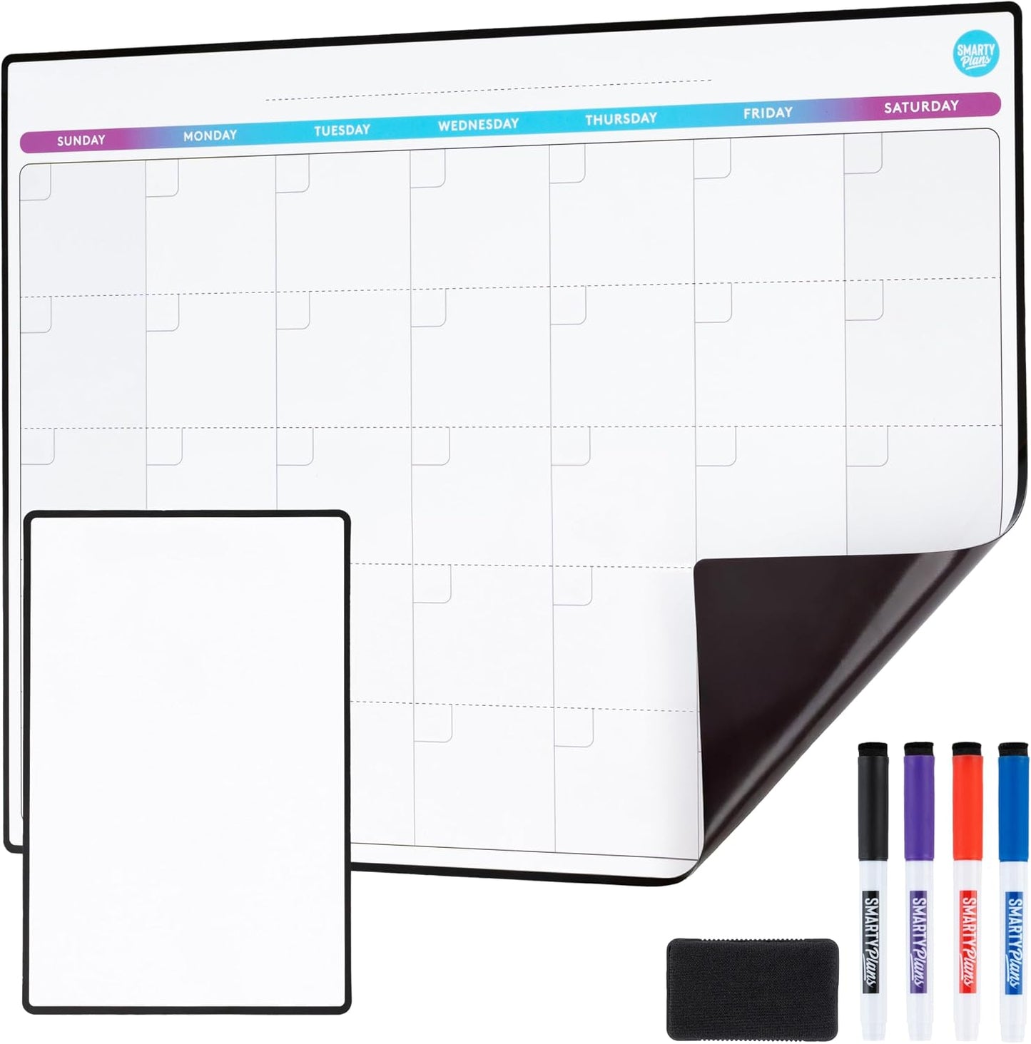 Dry Erase Weekly Extra Thick Magnetic Calendar for Refrigerator: 17x13 Two Week Planner and 6x9 White Board, 4 Fine Tip Markers and Eraser. Stain Resistant. Shipped Flat. (Weekly Planner)
