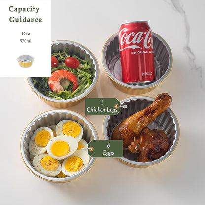 7.7" Round Aluminum Foil Containers with Lids (5 Pack) – Heavy Duty Disposable Takeout Pans for Meal Prep, Pasta, Casserole, Food Storage & Catering, 48oz