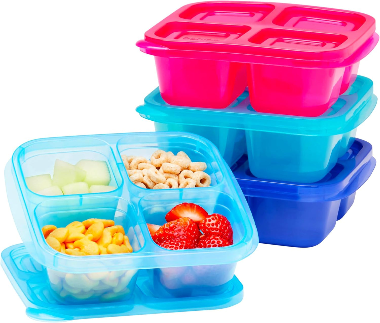Bentgo Easyboxes 4-Compartment Snack Containers - 8-Piece Set with 4 Trays & 4 Custom-Fit Lids to Seal in Freshness - Reusable Food Storage & Meal Prep Bento BPA-Free Containers (Classic)