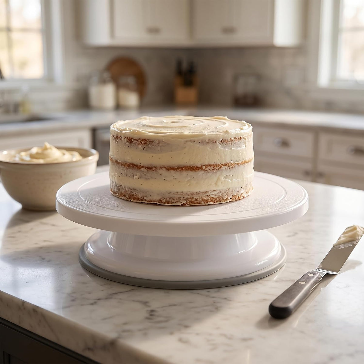 3 Pcs 11 Inch Rotating Cake Turntable, Smooth 360° Revolving Cake Stand