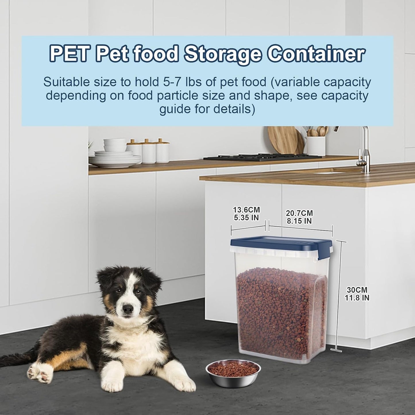 LEAWALK 10Lbs/10.57Qt Airtight Dog Cat Food Storage Container and Dog Treat Containers BPA-Free, PET Clear Stackable Pet Storage Bin, Pop Top, 1-Cup Scoop for Pet Food/Rice/Flour/Bread/Grains