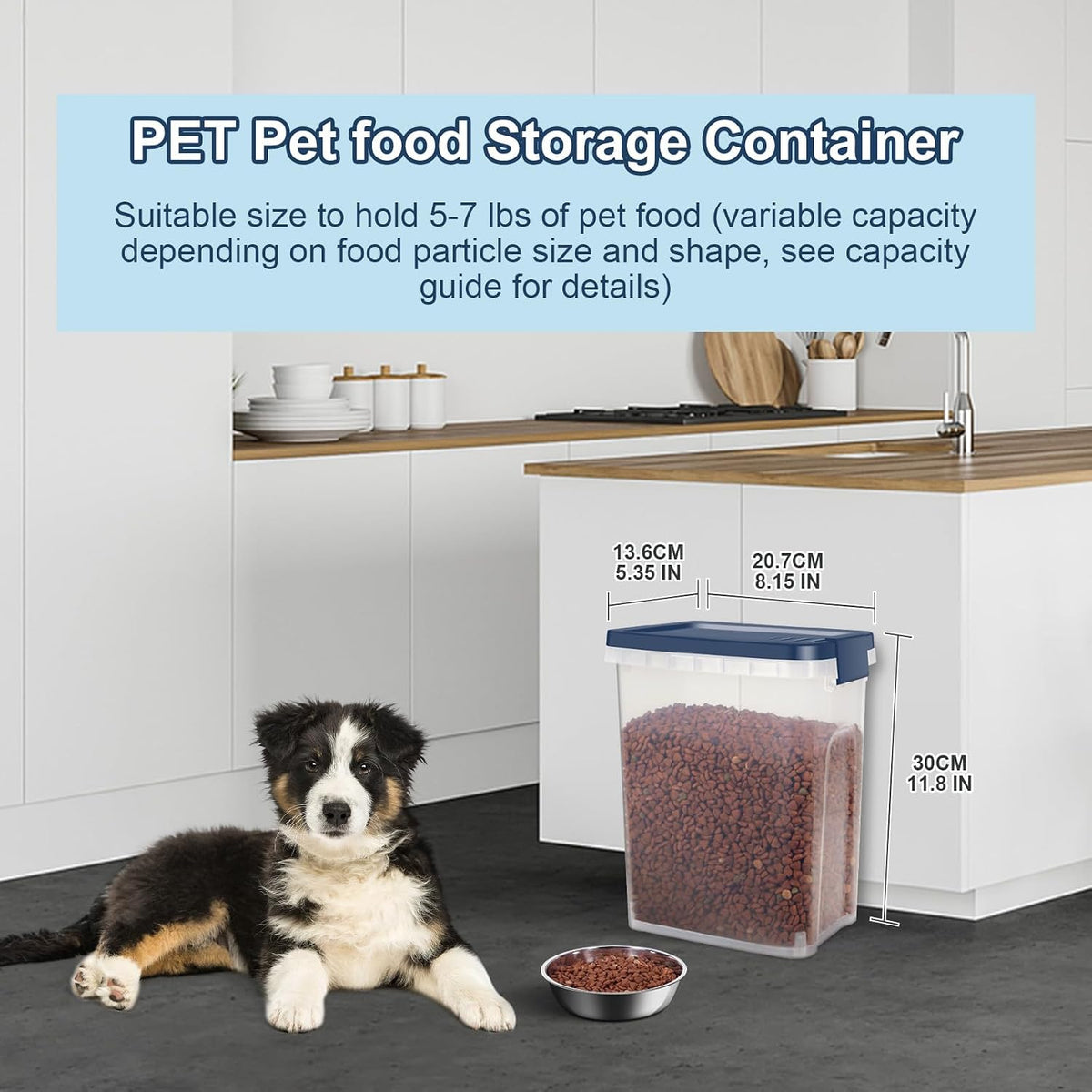 LEAWALK 10Lbs/10.57Qt Airtight Dog Cat Food Storage Container and Dog Treat Containers BPA-Free, PET Clear Stackable Pet Storage Bin, Pop Top, 1-Cup Scoop for Pet Food/Rice/Flour/Bread/Grains