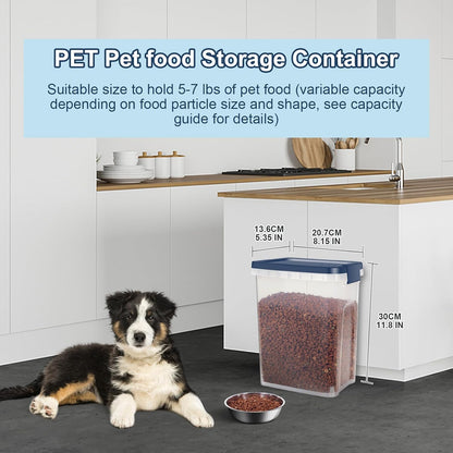 LEAWALK 10Lbs/10.57Qt Airtight Dog Cat Food Storage Container and Dog Treat Containers BPA-Free, PET Clear Stackable Pet Storage Bin, Pop Top, 1-Cup Scoop for Pet Food/Rice/Flour/Bread/Grains