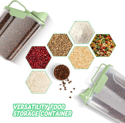 LEAWALK 5-7Lbs Dog Cat Food Storage Container with Upgraded Large Nozzle BPA-free, 4 Snap Seals Plastic Pet Food Storage Containers with Handles are Easy to Clean and Carry