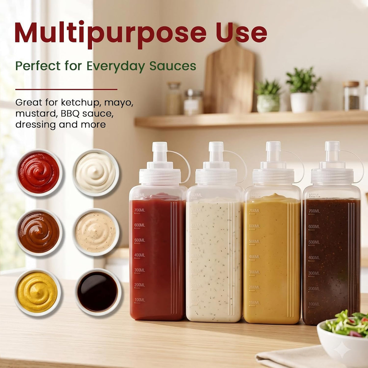 OAMCEG 20oz Condiment Squeeze Bottles, Plastic Sauce Bottles(0.6L)
