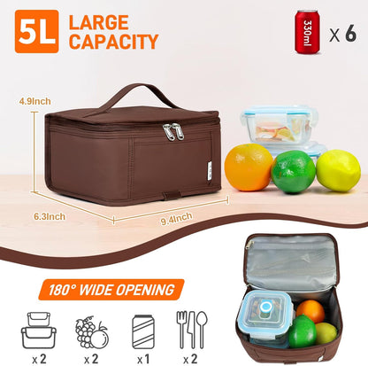 NOL Mini Insulated Lunch Bag for Women Men Kids | Small Leakproof Reusable Lunch Tote | Fits 6 Cans 330ml | Thermal Cooler for Work School Picnic Camping, Navy blue