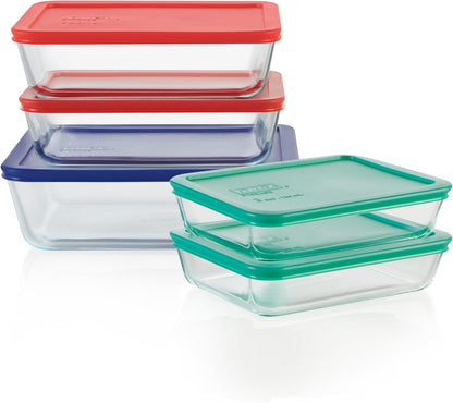 Pyrex Simply Store (12-Pack) Glass Food Storage Containers Set, (1, 2, & 3 Cup) Meal Prep Containers with Plastic BPA-Free Lids, Dishwasher & Microwave Safe