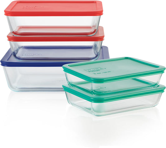 Pyrex Simply Store (12-Pack) Glass Food Storage Containers Set, (1, 2, & 3 Cup) Meal Prep Containers with Plastic BPA-Free Lids, Dishwasher & Microwave Safe