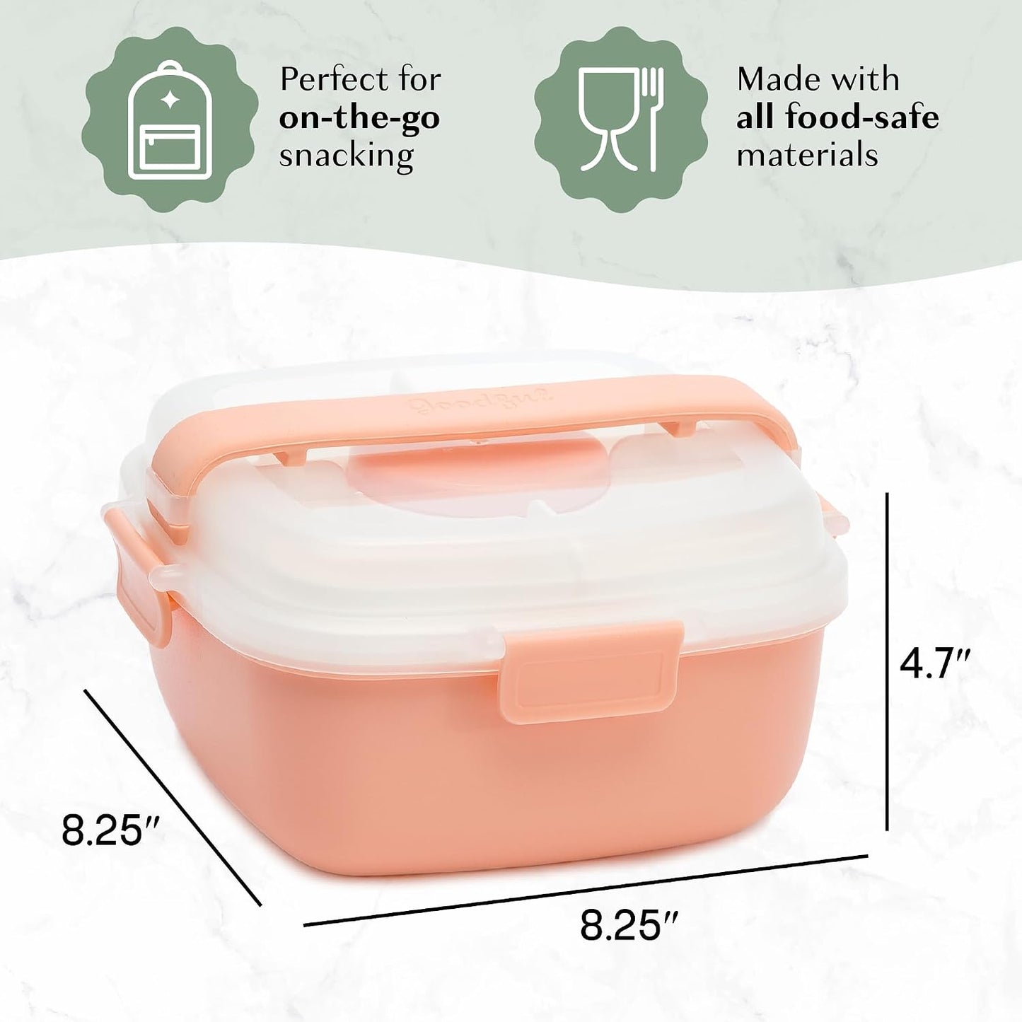 Goodful Stackable Lunch Box Container, Bento Style Food Storage with Removeable Compartments for Sandwich, Snacks, Toppings & Dressing, Leak-Proof and Made without BPA, 56-Ounce, Blue
