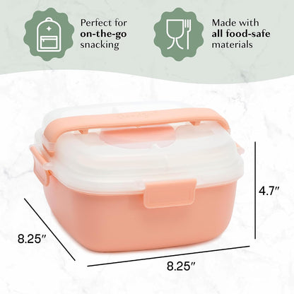 Goodful Stackable Lunch Box Container, Bento Style Food Storage with Removeable Compartments for Sandwich, Snacks, Toppings & Dressing, Leak-Proof and Made without BPA, 56-Ounce, Blue