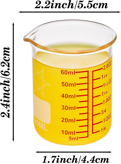 Ackers Mini Glass Measuring Beaker Set, Borosilicate, 2oz 4oz 8oz Measuring Cups