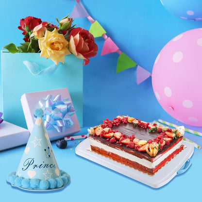 2in1 Cupcake Carrier and Cake Keeper with Lid, Rectangle Pie Carrier,Large Portable Storage Container for Storing 12 Cupcakes or 1 Large Cake (Blue)
