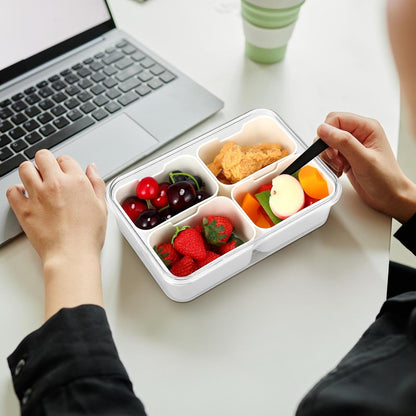 4 Pcs Divided Serving Tray with Lid Snack Box Container Portable Fruit Veggie Tray Charcuterie Container Portable Platter for Candy Fruits Nuts Snack Party Entertaining Picnic