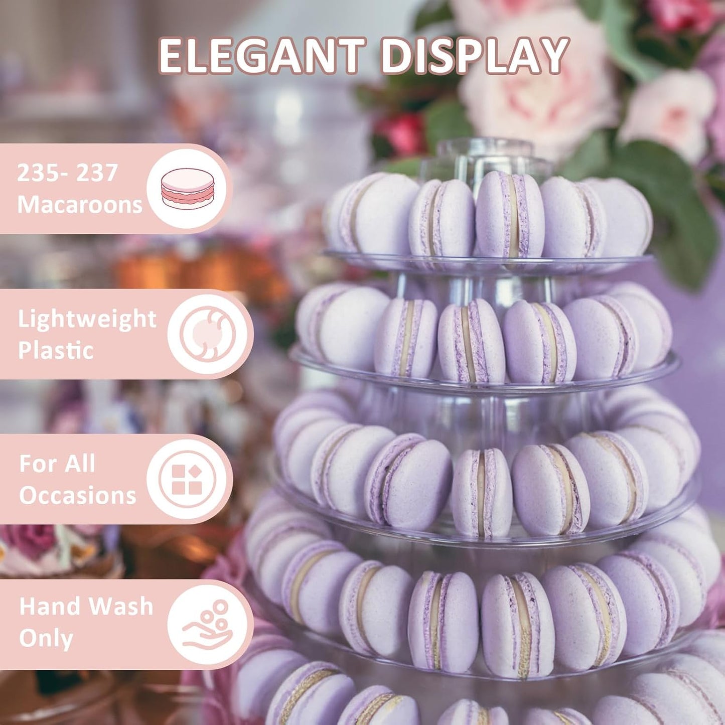 3 Tiers Round Cupcake Stand, Acrylic Cake Tower Stand Holder Macaron Display Rack Cookie Candy Buffet Desserts Platter with Base for Baby Shower, Birthday Party, Wedding, Party (3-Tiers with Base)