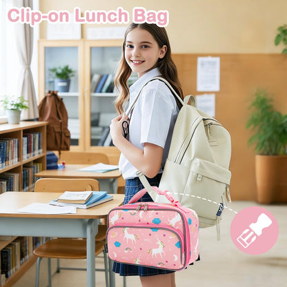 FlowFly Kids Lunch box Insulated Soft Bag Mini Cooler Back to School Thermal Meal Tote Kit for Girls, Boys, Astronaut - Colors B