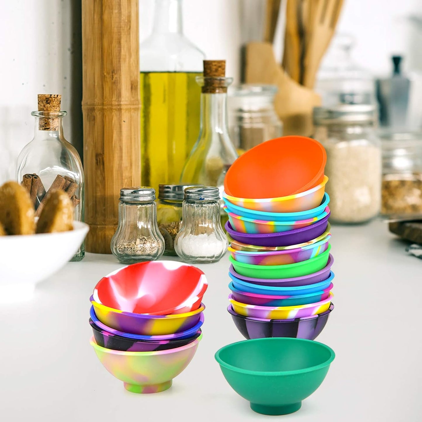 Coopay 36 Pieces Mini Silicone Pinch Bowls Colorful Heat Resistant Snack Prep and Serve Bowls, Unbreakable, Flexible, 1.75 Oz