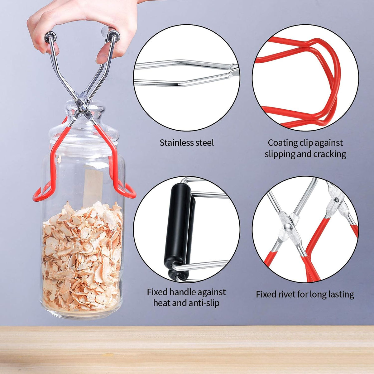 3 Pack Canning Funnels,Stainless Steel Kitchen Funnel with Jar Tongs Lifter