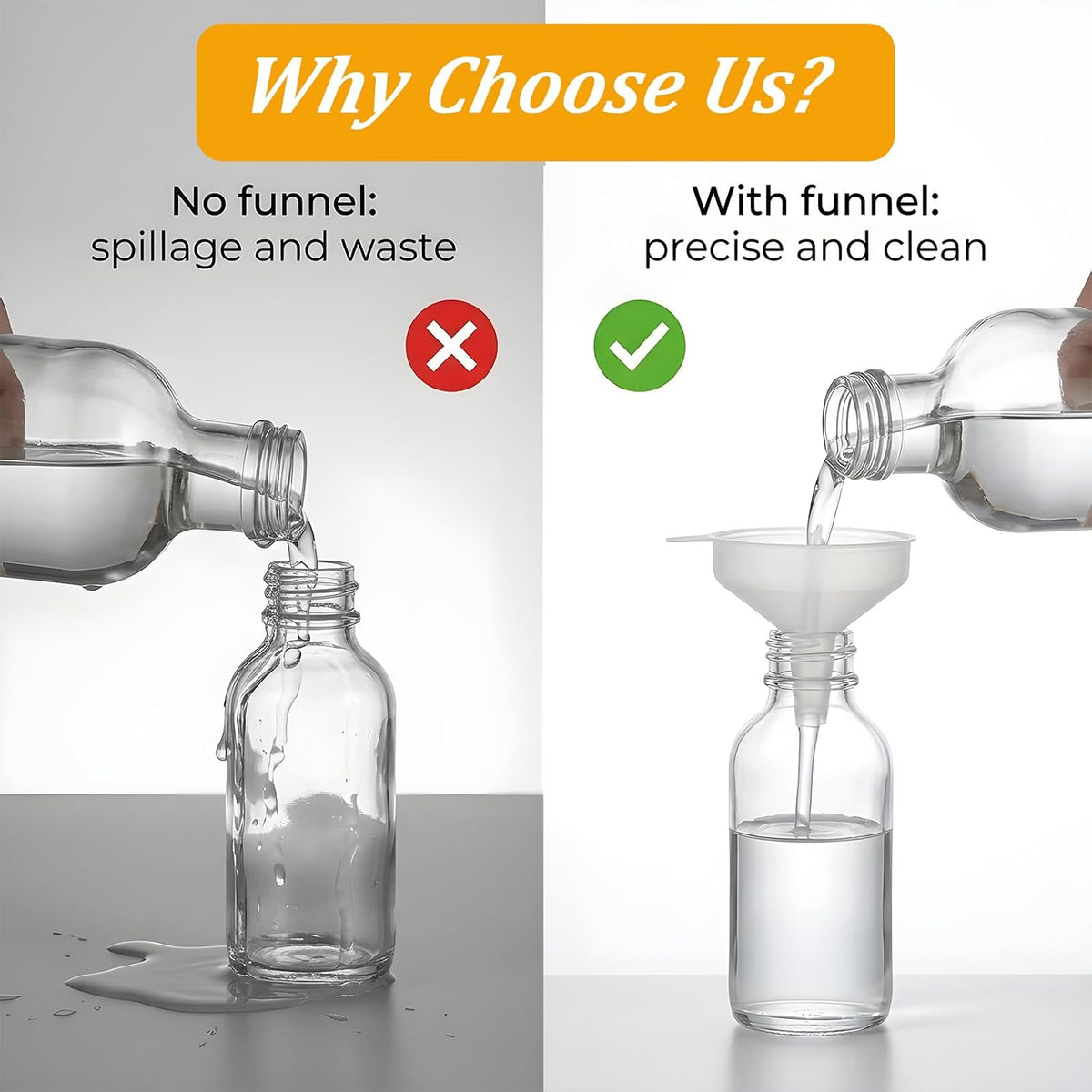 6 Pcs Small Funnels with Cleaning Brush,Water Bottle Funnel Funnels