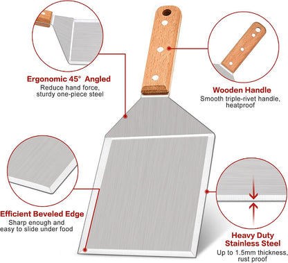 Leonyo Heavy Duty Stainless Steel Hamburger Spatulas Turner