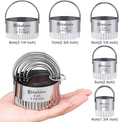 Husfunov Biscuit Cutter Set, Round Cookie Cutters with Handle