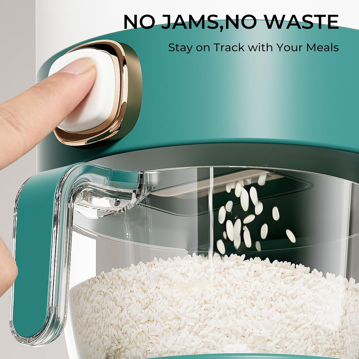 UFORU Rice Dispenser, Rice Storage Container with Measuring Cup for Kitchen Pantry Household, Dry Food Storage Containers Airtight, Sealed Moisture Proof (White 13Lbs)