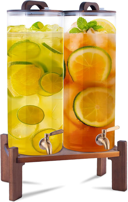 2PCS 1.6 Gallon Drink Dispenser,Glass Water Dispenser with Stand,Beverage Dispenser with Stainless Steel Spigot,Drink Dispensers for Parties,Bars,Restaurants