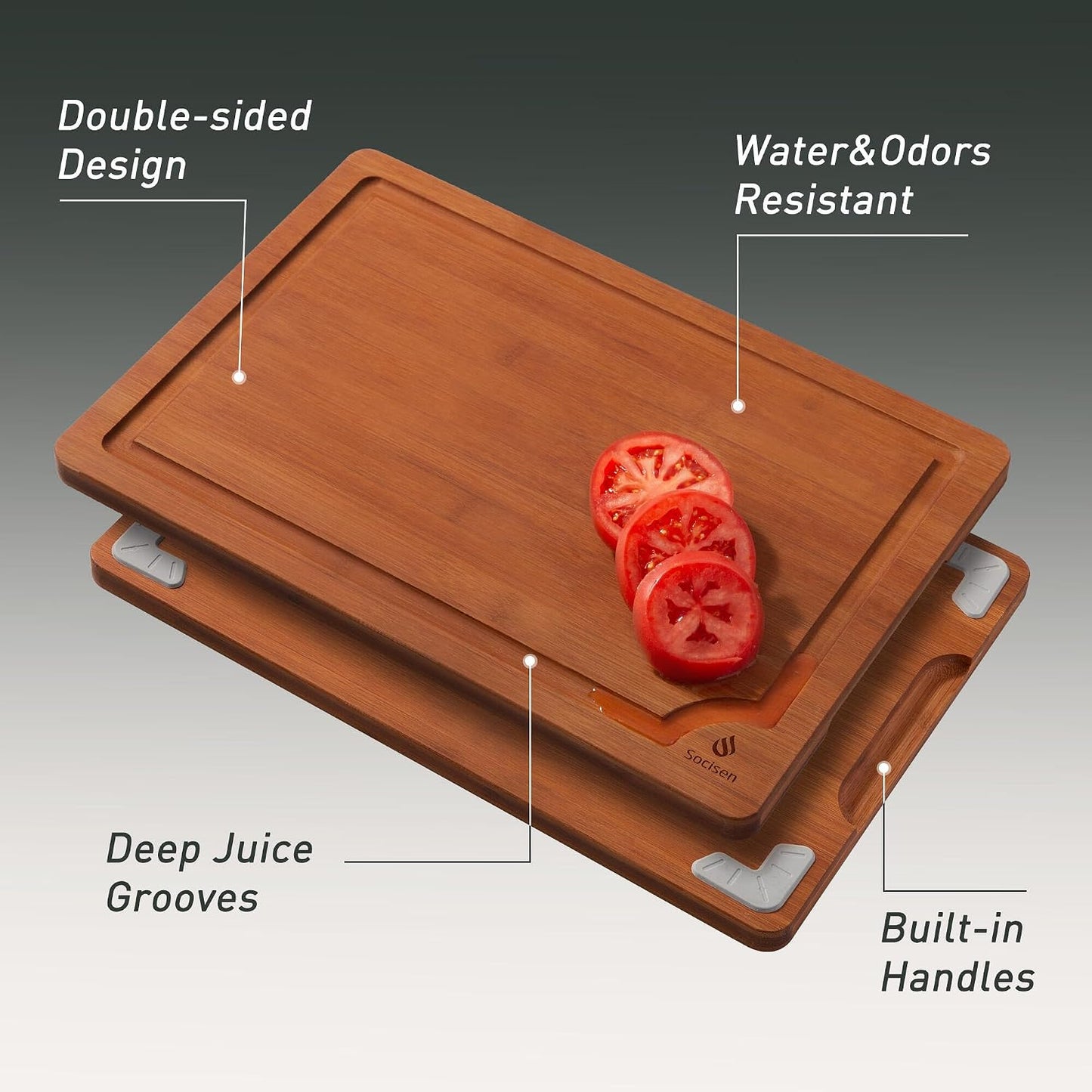 3 Packs Bamboo Cutting Board Set with Non Slip Feet Holder and Over Sink Nice Solid Thick Wood Juice Groove Chopping Board Extra Large Big Small Best Hardwood Kitchen Organic Vegetable Meat BBQ Kit