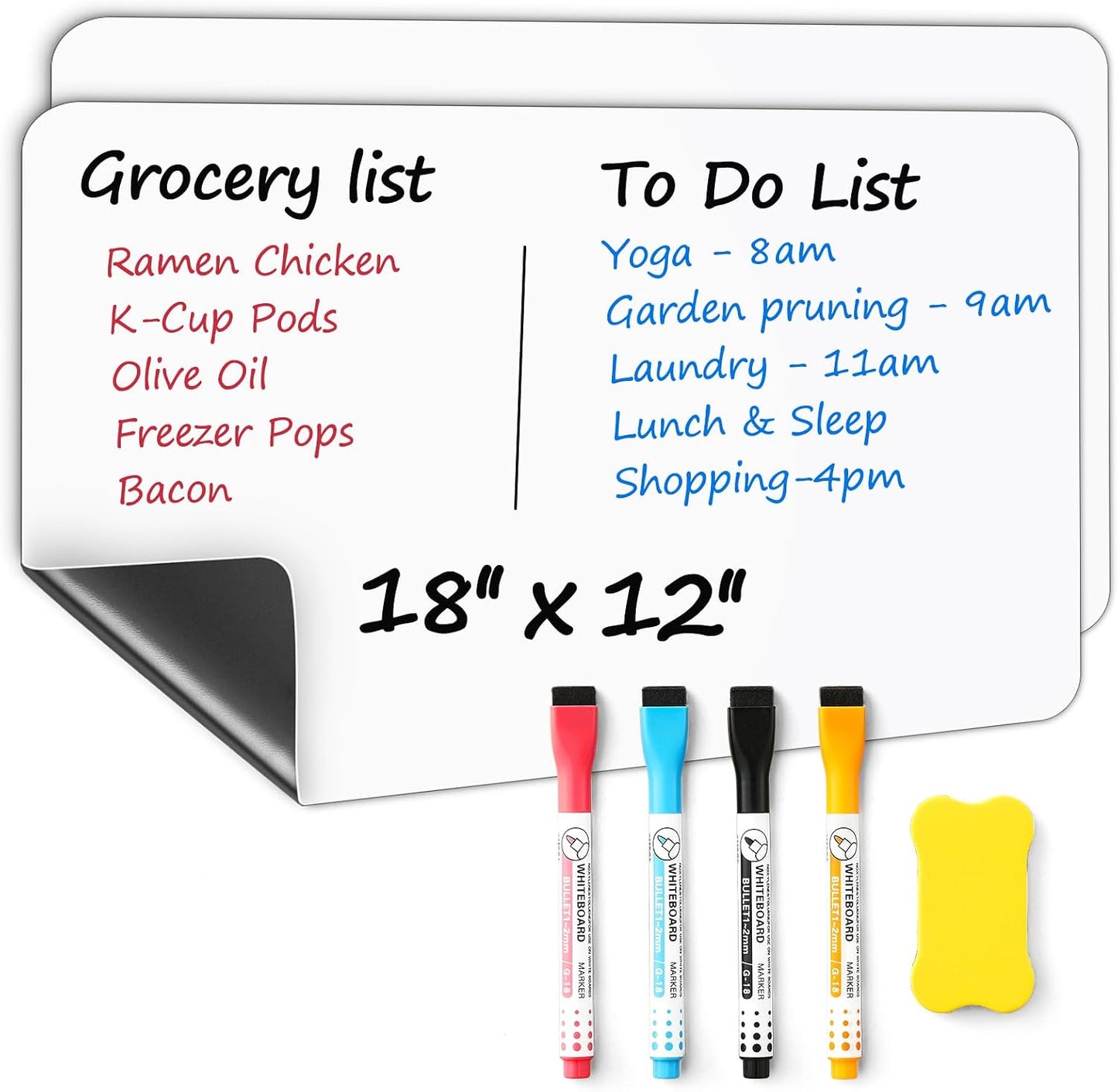 2 PCS Magnetic Dry Erase Whiteboard for Fridge, 14"x11" Reuasble & Erasable White Board Sheet for Refrigerator, Freezer - Smooth & Flexible Magnet Blank Notepad for Home, Kitchen Organizer and Planner