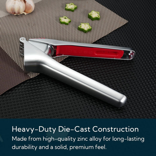 KITCHENDAO Heavy-duty Garlic Press, Built-in Scraper & Cleaning Pusher
