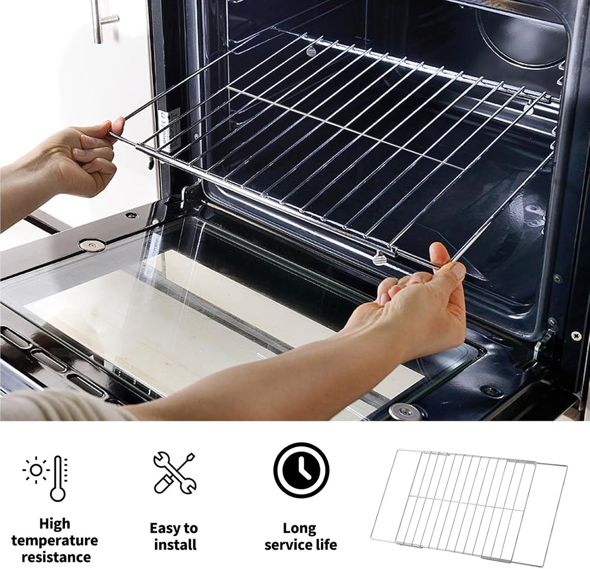 Allstare 304 Stainless Steel Universal Extendable Oven Rack Replacement for GE Samsung LG Frigidaire Whirlpool Electrolux Kenmore Oven Parts Adjustable Wire Racks Adjust from 17.3-25.1’’ Wide