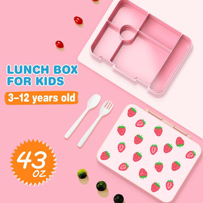 ACESAK Girls Backpack - Bento Box with Insulated Lunch Bag Pencil Case & Utensils Set for Kids, 6 Leakproof Compartments Removable Tray Lunches or Snack Container for School (Gray Daisy)