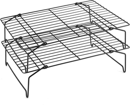 P&P CHEF Cooling Rack Set of 2, 2-Tier 15" x 10" Stackable Rack, Silver
