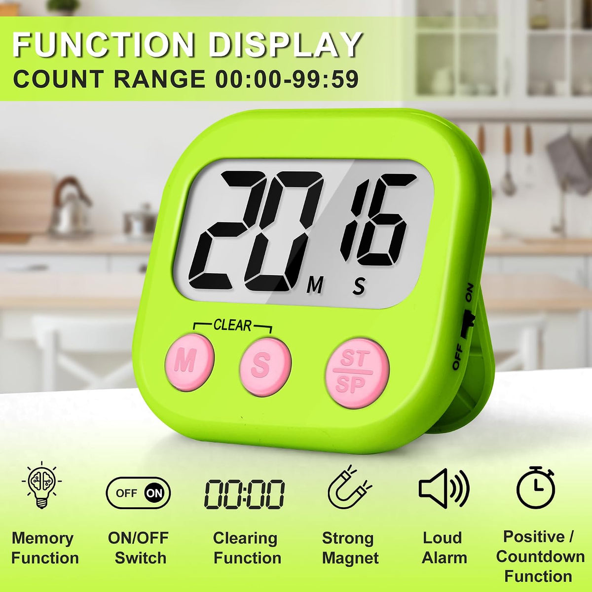 ZILLEEN Classroom Timer for Kids Teachers Digital Timers Blue Green