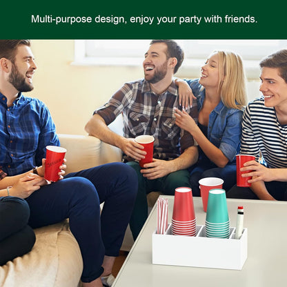 Double Cup Holder with Marker Slot, Party Cup Dispenser Acrylic Cup Organizer Mark Your Cup and Drink Up Caddy Modern Bar Counter Decor, Clear