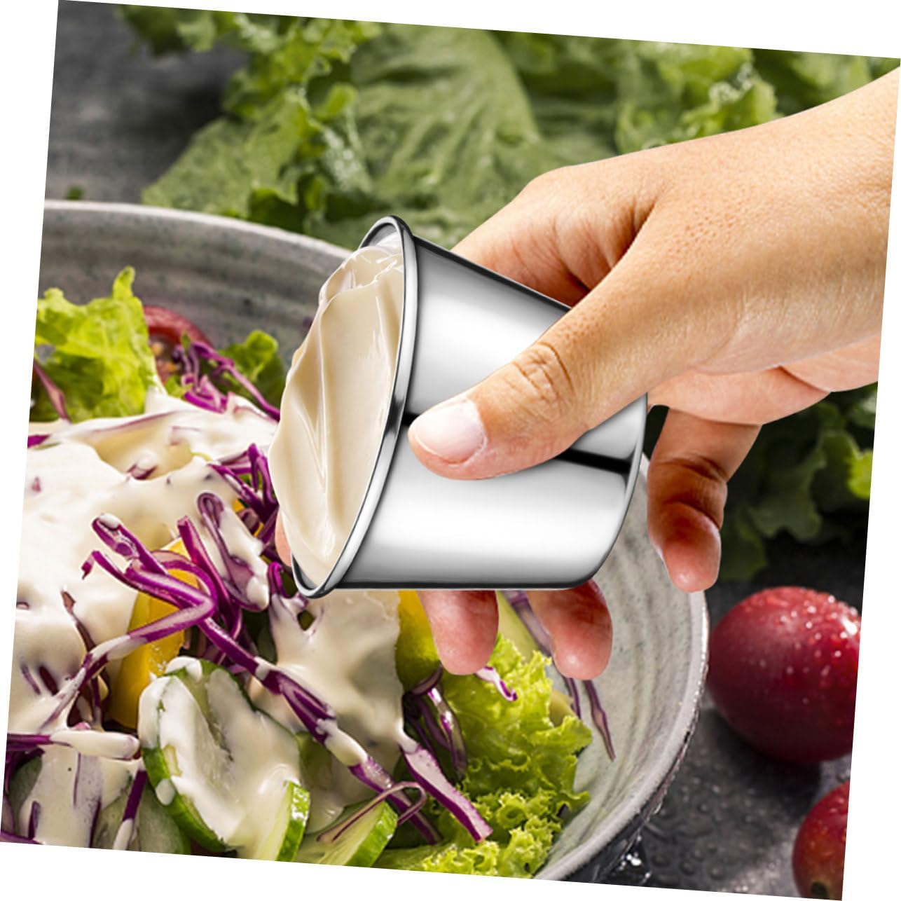 OUNONA 20pcs Stainless Steel Dipping Bowls Sauce Cups for Ketchup Condiments Appetizers for Restaurants and Home Use Versatile Kitchen Storage