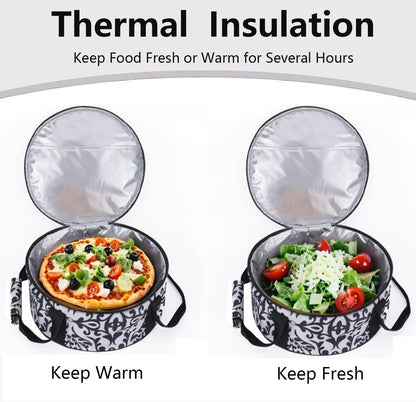 Round Insulated Pie Carrier – Thermal Portable Lunch Transport Cheesecake Cake Dish Container Bag Keep Food Hot/Cold/Fresh for Potlucks Parties Gathering/Cookouts/Church Dinner/Outdoor Events-Red